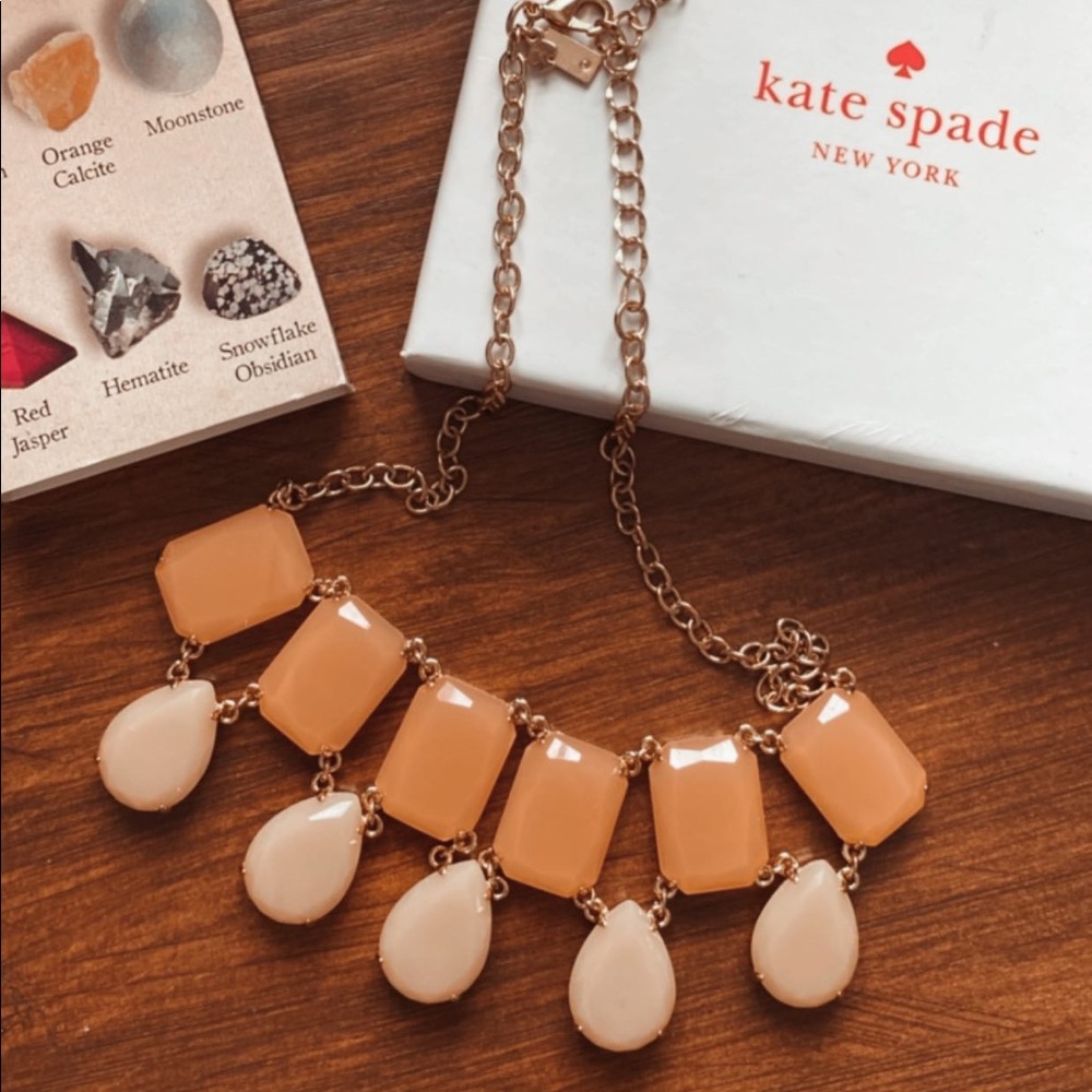 NWOT Blush pink Kate spade pendant statement necklace gold